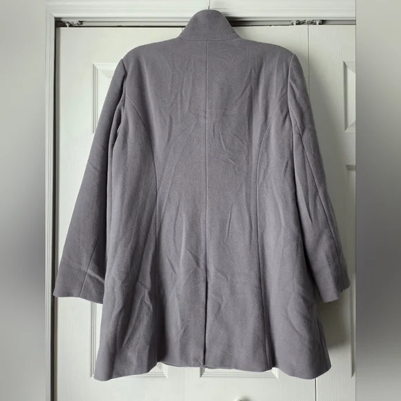 NWOT Garnet Hill Gray Ribbon Candy Ruffle Front Wool Coat Size 18 - Picture 9 of 16